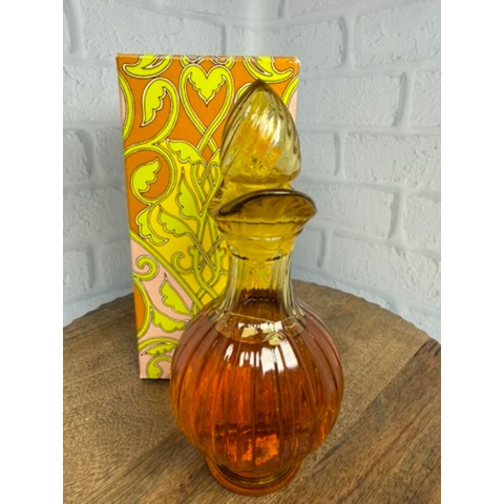 VTG Amber Glass Ribbed Avon Cruet Charisma Foaming Bath Oil 6 fl oz - Picture 1 of 12